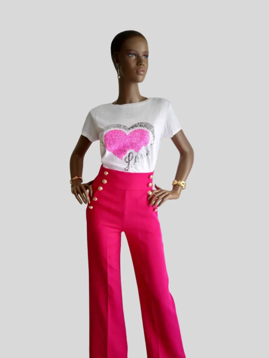 Pantalon large à pont ROSE FUCHSIA – Image 6