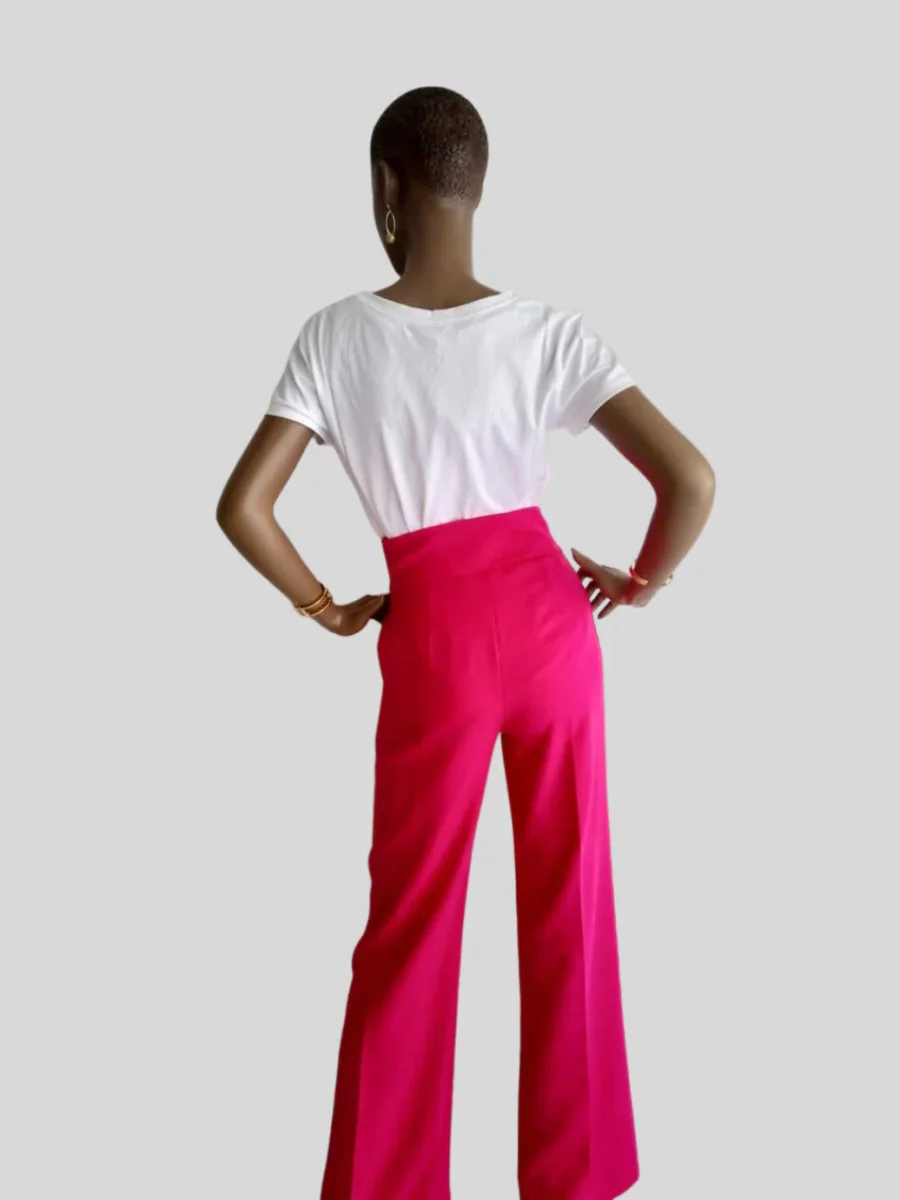 Pantalon large à pont ROSE FUCHSIA – Image 4