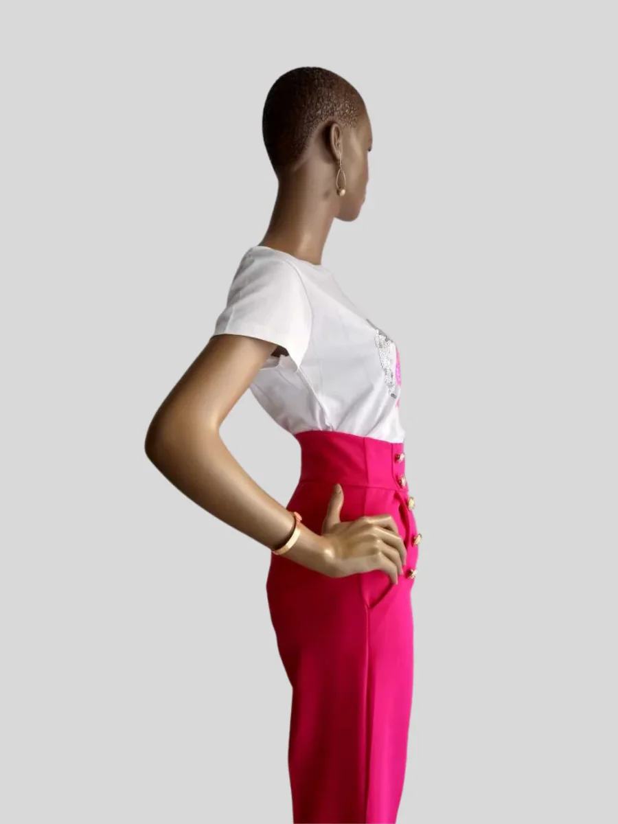 Pantalon large à pont ROSE FUCHSIA – Image 3