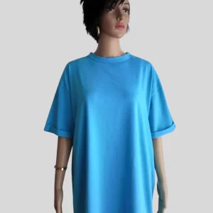 Robe T-Shirt BLEU TURQUOISE avec manches à revers