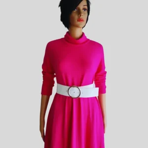 Robe-pull ROSE FUCHSIA à col roulé