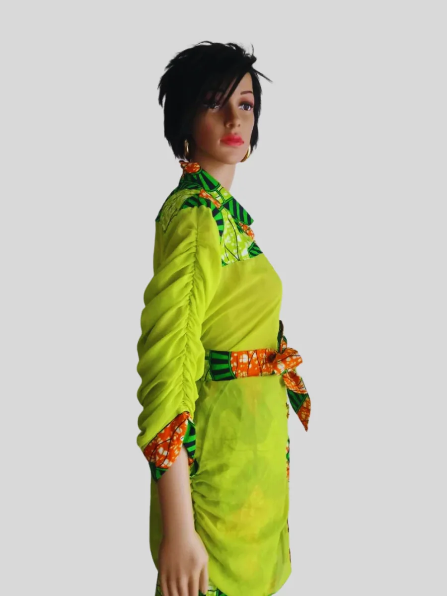 Ensemble-pantalon VERT ANIS en WAX fait main – Image 3