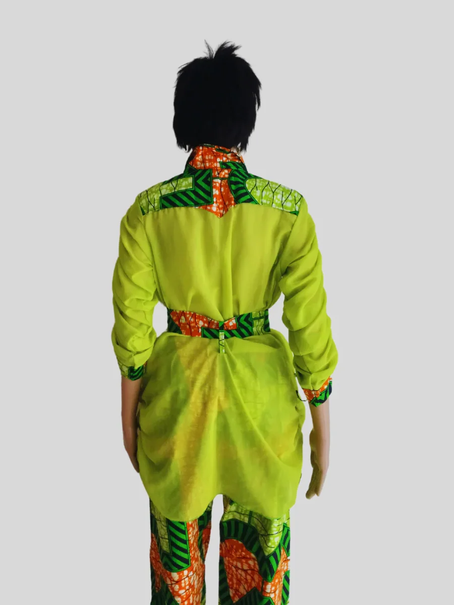 Ensemble-pantalon VERT ANIS en WAX fait main – Image 4