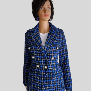 Blazer en Tweed BLEU femme