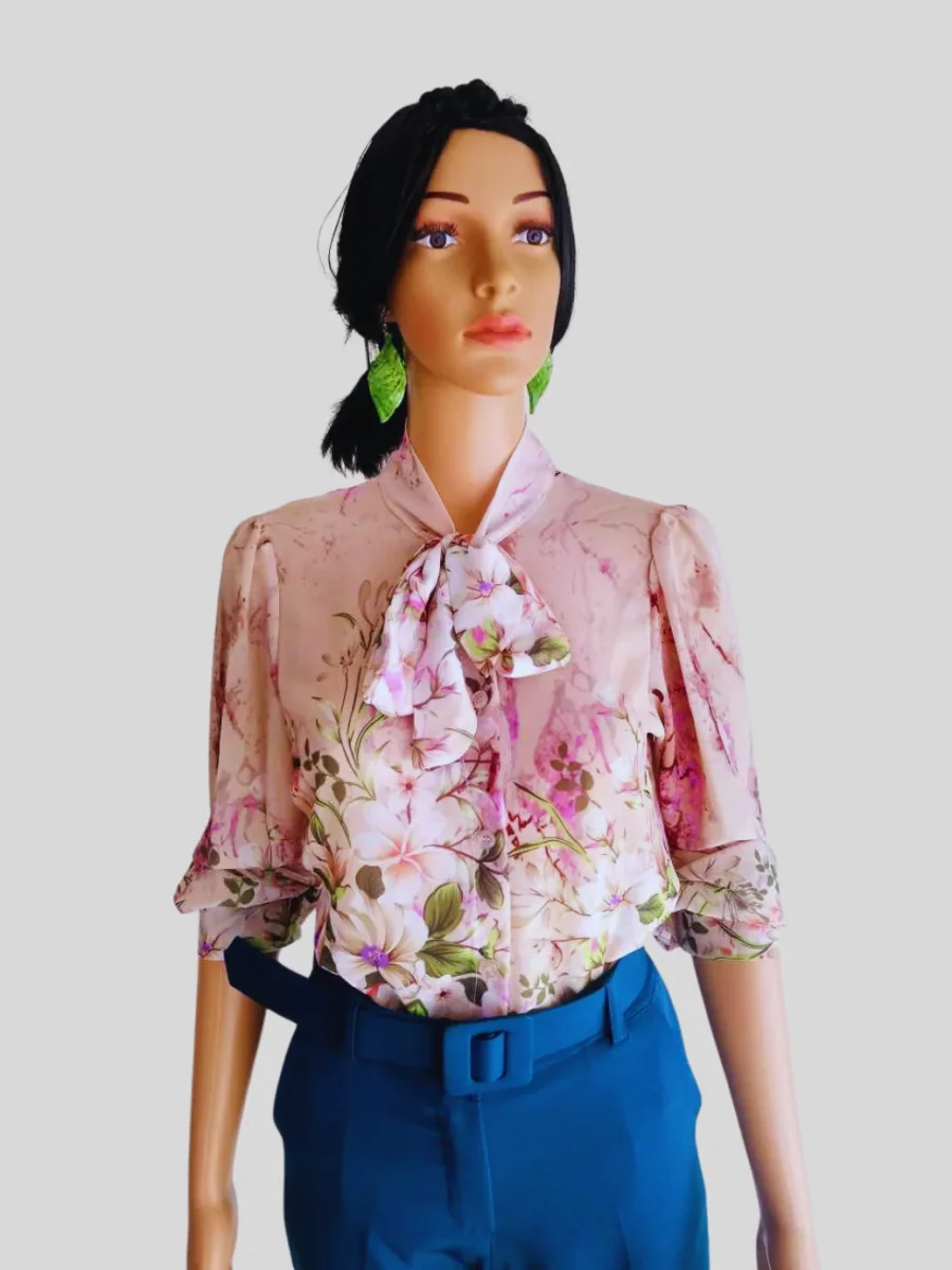 Pantalon BLEU SARCELLE avec ceinture large à boucle – Image 4