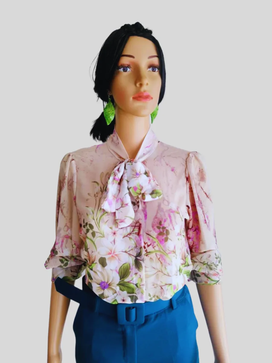 Pantalon BLEU SARCELLE avec ceinture large à boucle – Image 5