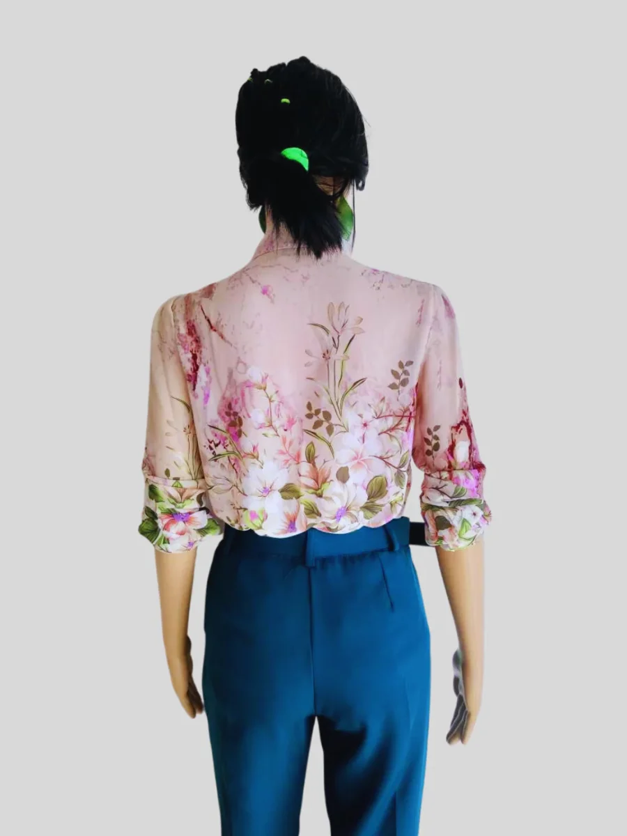 Pantalon BLEU SARCELLE avec ceinture large à boucle – Image 7