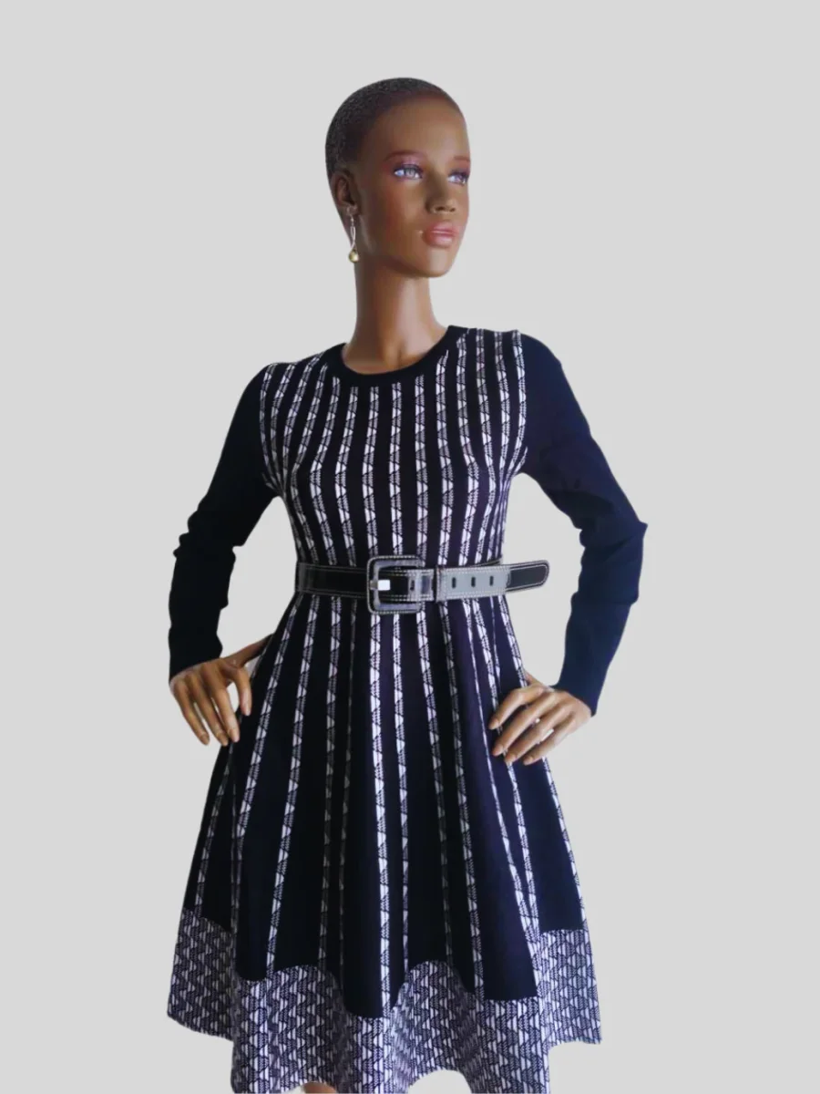 Robe-pull BLEU FONCÉ à rayures femme – Image 2