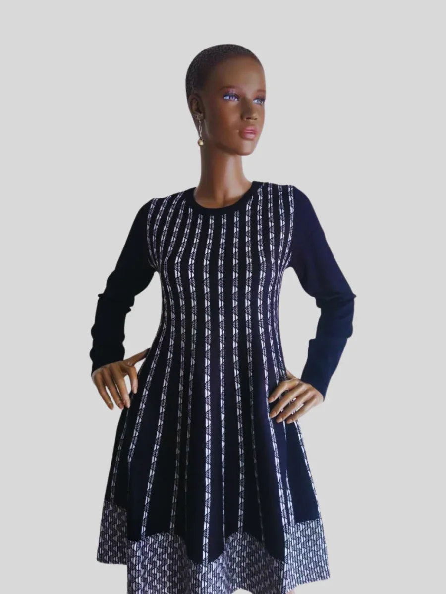 Robe-pull BLEU FONCÉ à rayures femme – Image 3