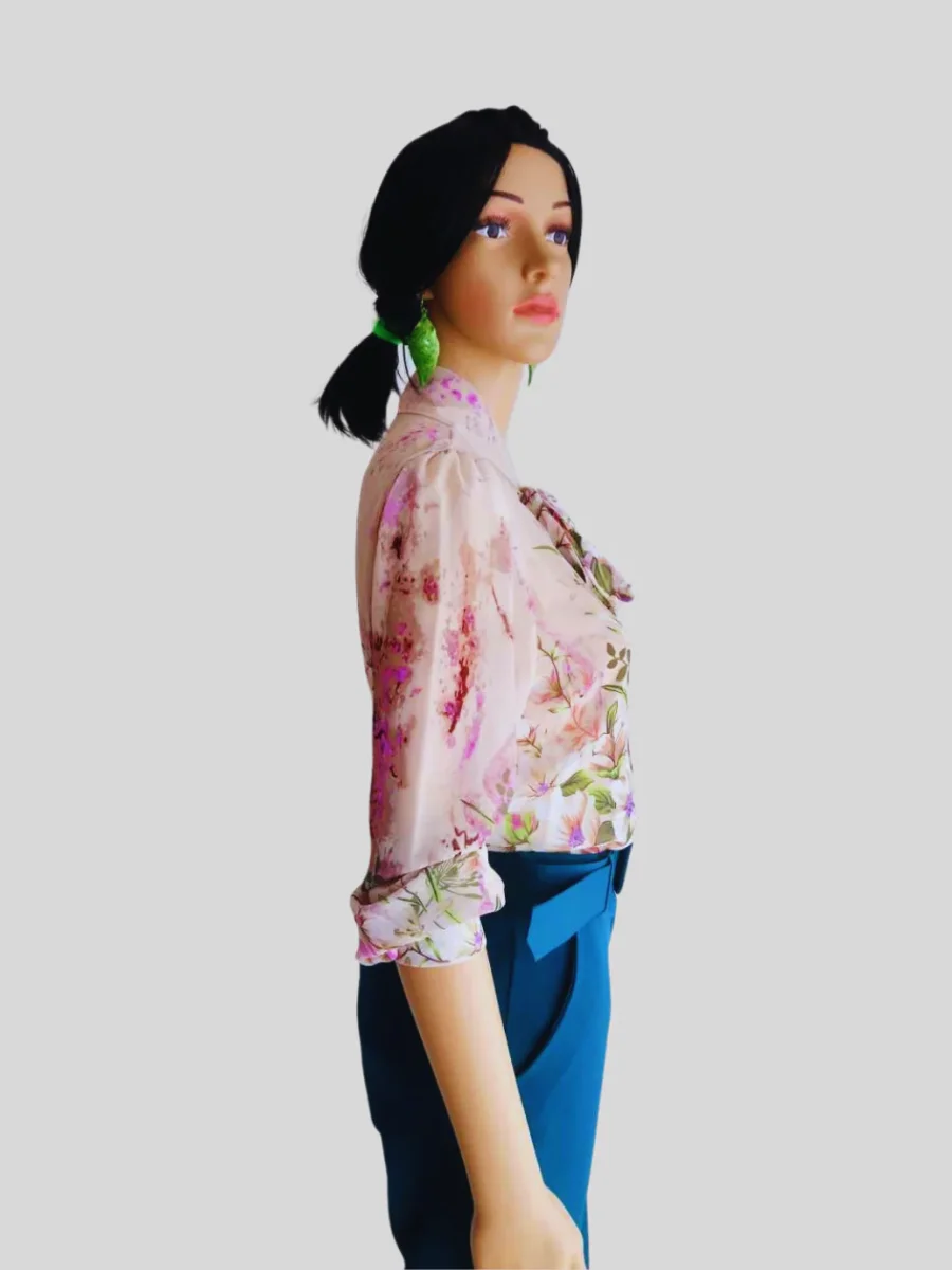 Pantalon BLEU SARCELLE avec ceinture large à boucle – Image 6