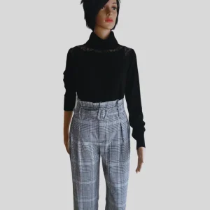 Pantalon GRIS à pinces taille haute