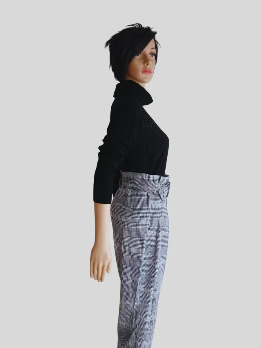 Pantalon GRIS à pinces taille haute – Image 3