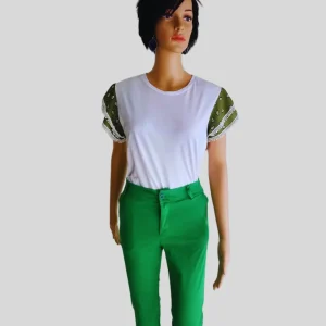 Pantalon femme VERT en coton
