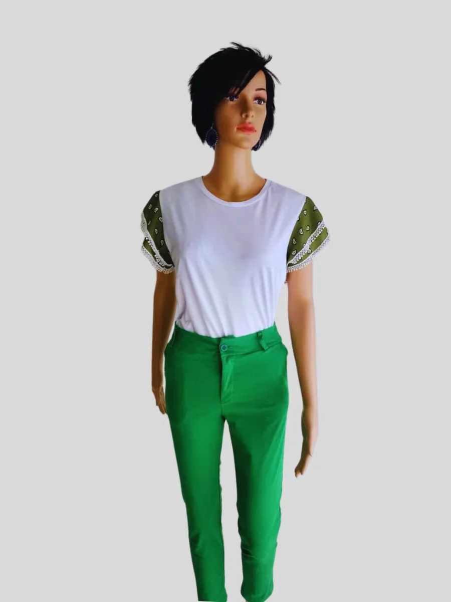 Pantalon femme VERT en coton – Image 6