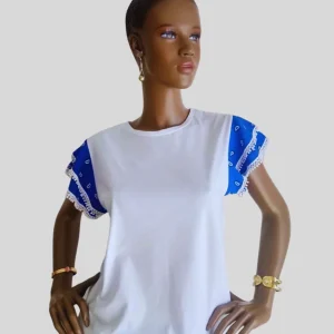 T-Shirt BLEU ELECTRIQUE à volants