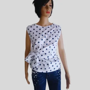 Top BLANC imprimé à pois