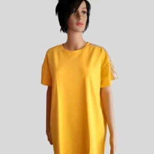 Robe-T-Shirt JAUNE MOUTARDE à paillettes
