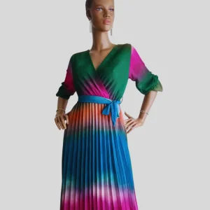 Robe VERTE plissée originale à nouer