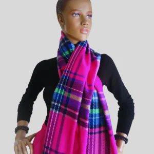 Écharpe ROSE FUCHSIA imprimée à carreaux