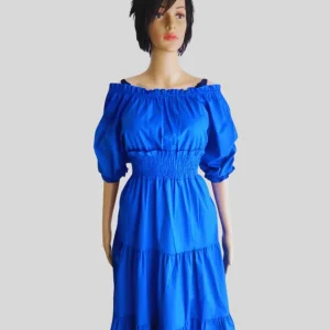 Robe BLEU ÉLECTRIQUE à volants femme