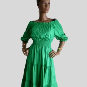 Robe VERT JADE à volants femme