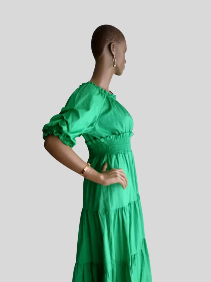 Robe VERT JADE à volants femme – Image 3