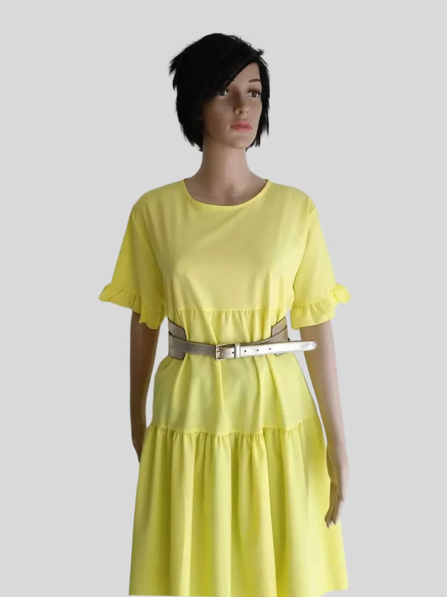 Robe JAUNE à manches à volants – Image 3