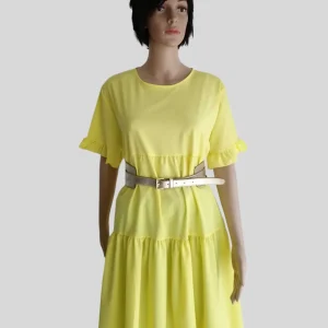 Robe JAUNE à manches à volants