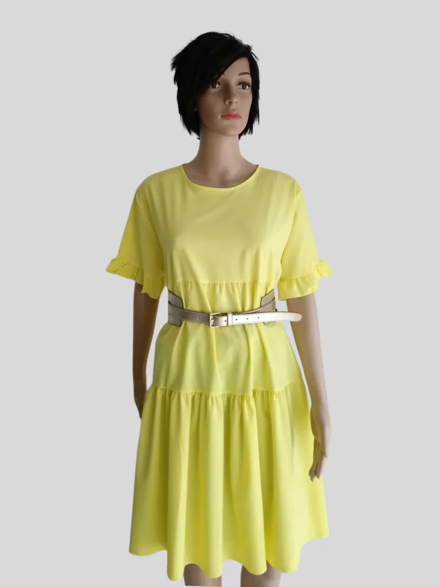 Robe JAUNE à manches à volants