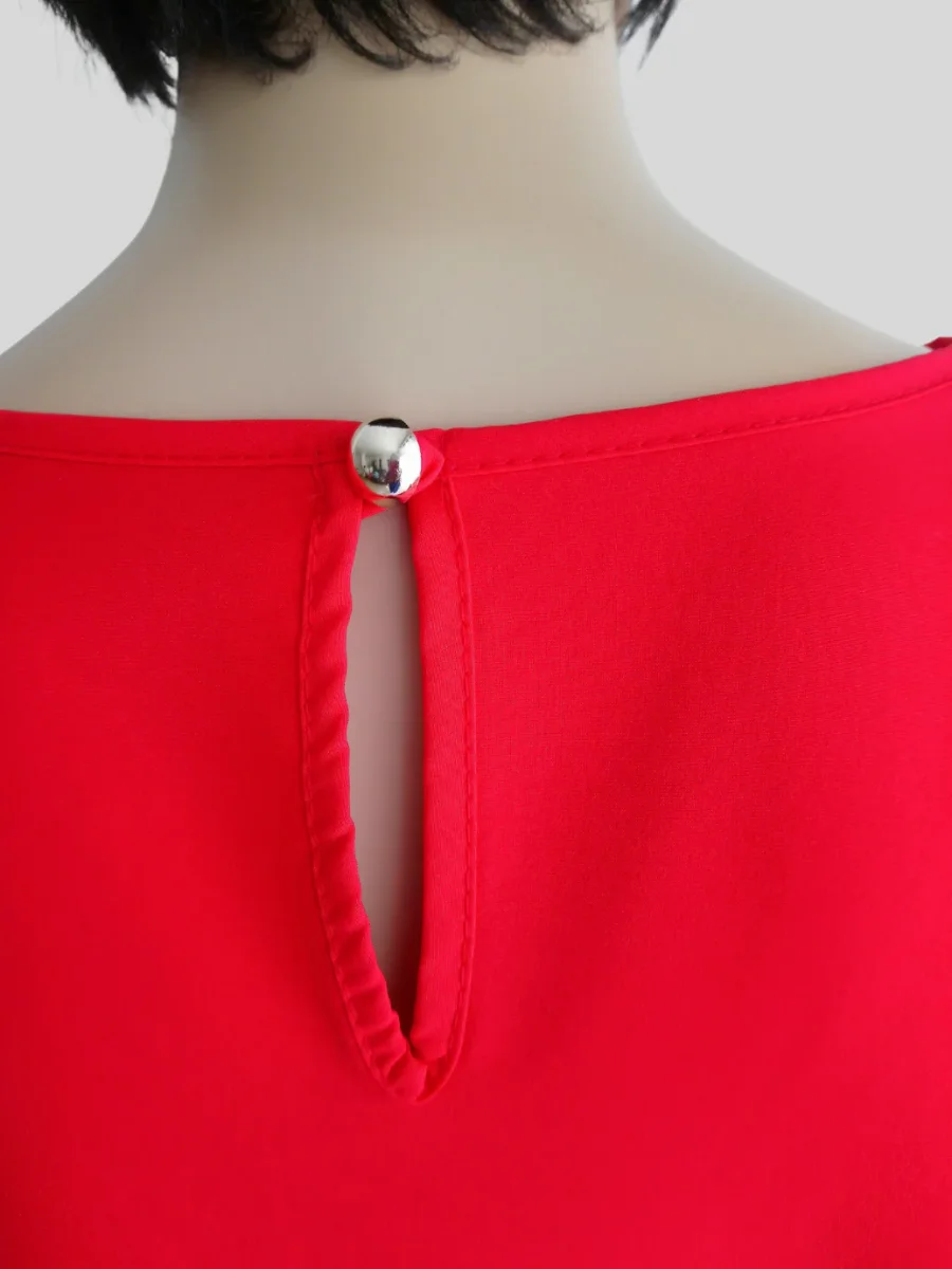 Robe ROUGE ORANGÉE à manches à volants – Image 5