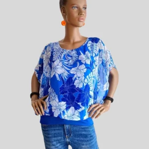 Blouse BLEUE imprimée à fleurs