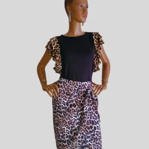 Jupe tulipe imprimée LÉOPARD