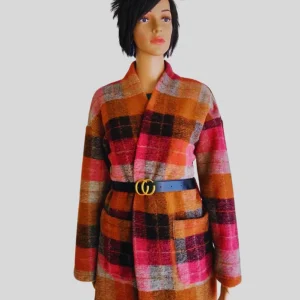 Manteau ROUGE imprimé à carreaux