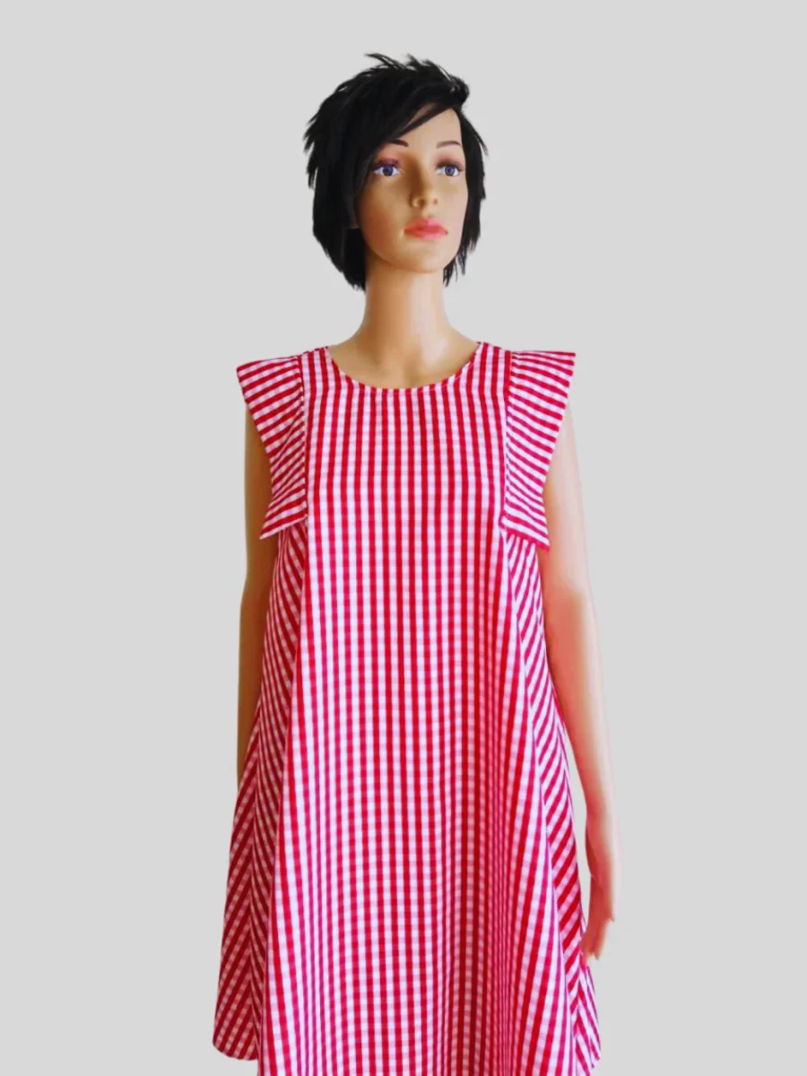 Robe ROUGE à carreaux femme – Image 2