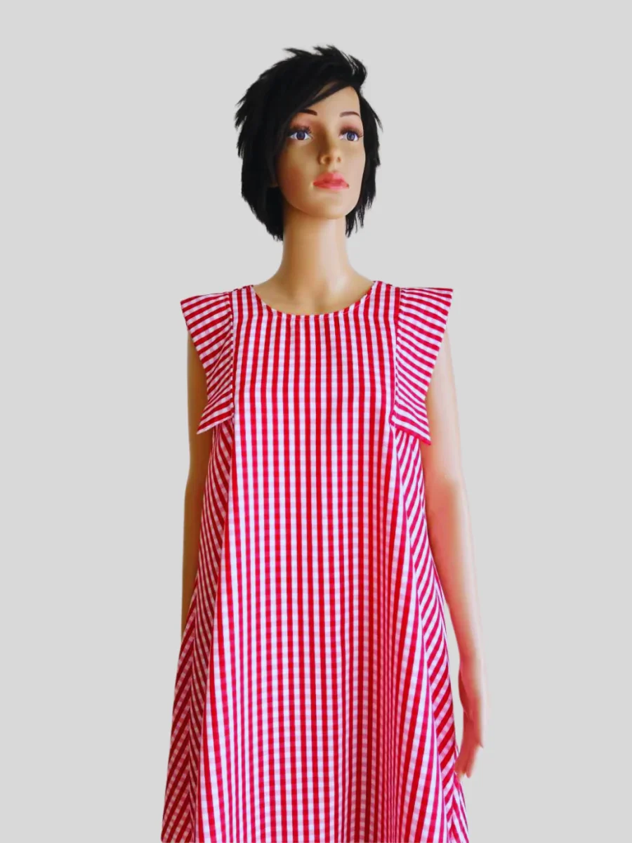 Robe ROUGE à carreaux femme – Image 3