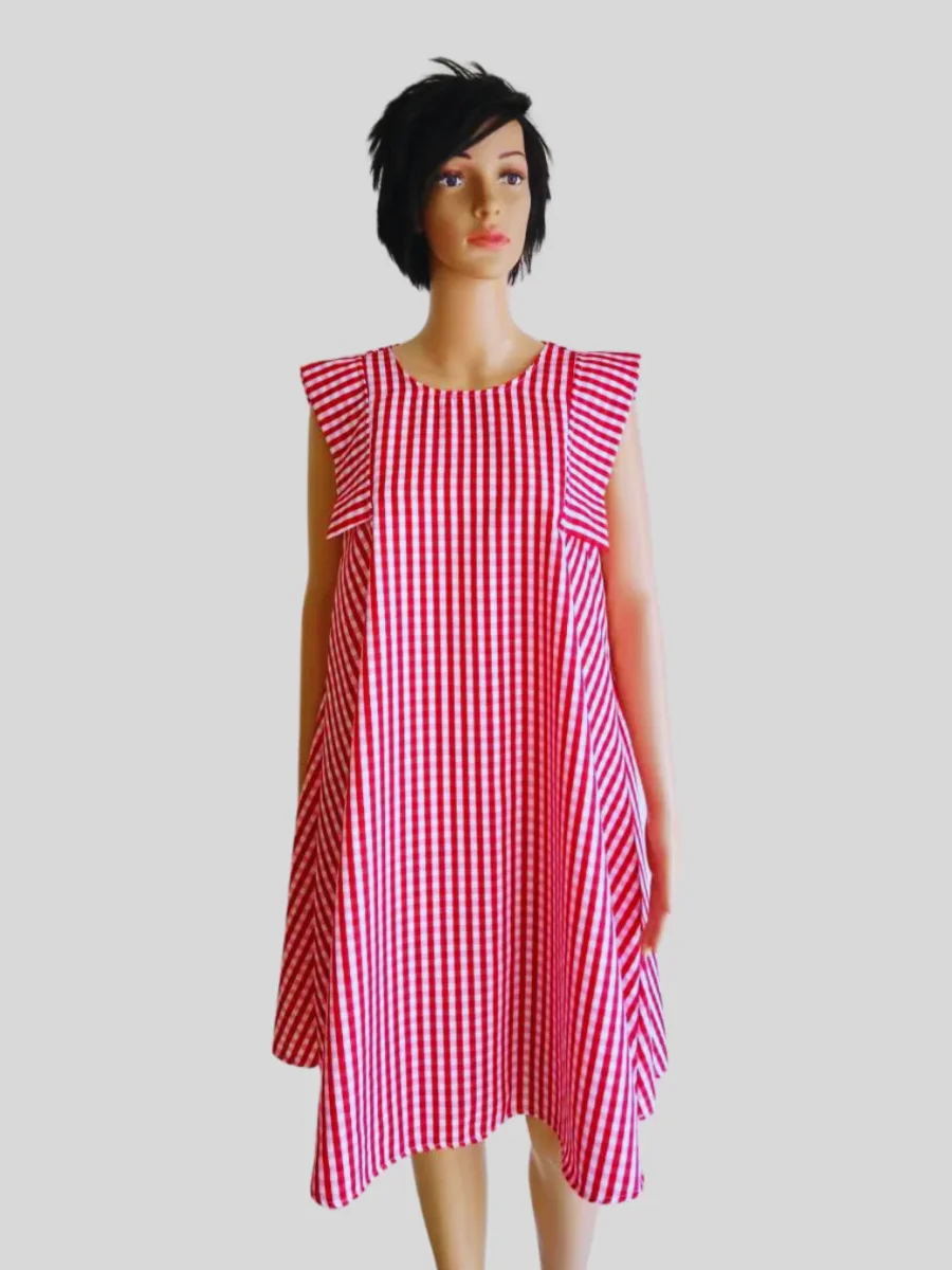 Robe ROUGE à carreaux femme – Image 4