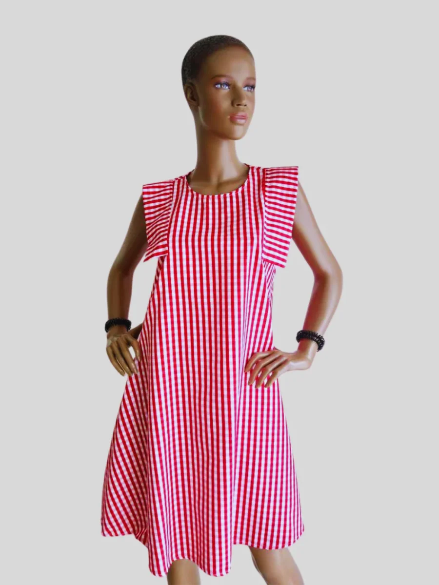Robe ROUGE à carreaux femme – Image 7