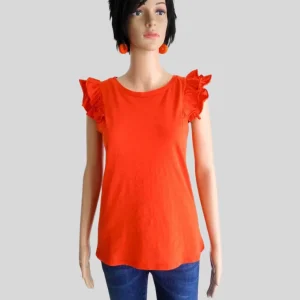 T-shirt femme ORANGE à volants