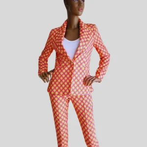 Tailleur femme ROSE ORANGÉ imprimé