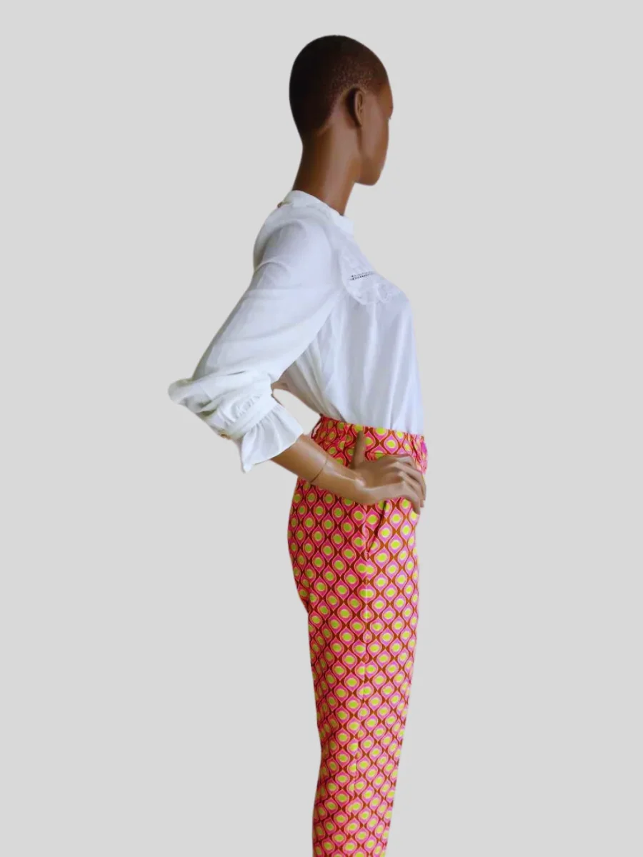 Pantalon femme 7/8 ROSE ORANGÉ imprimé – Image 3