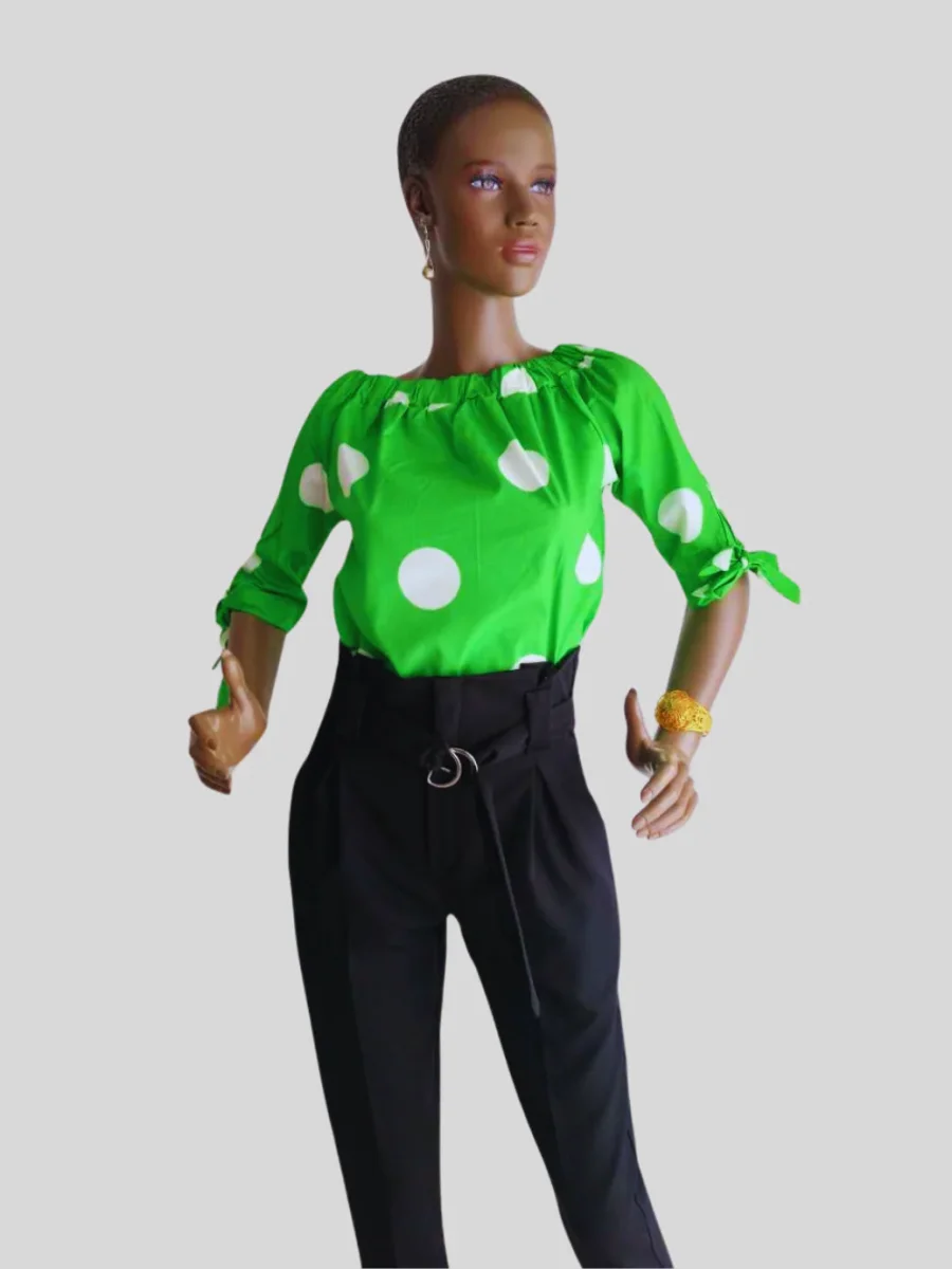 Pantalon taille haute NOIR à nouer – Image 3