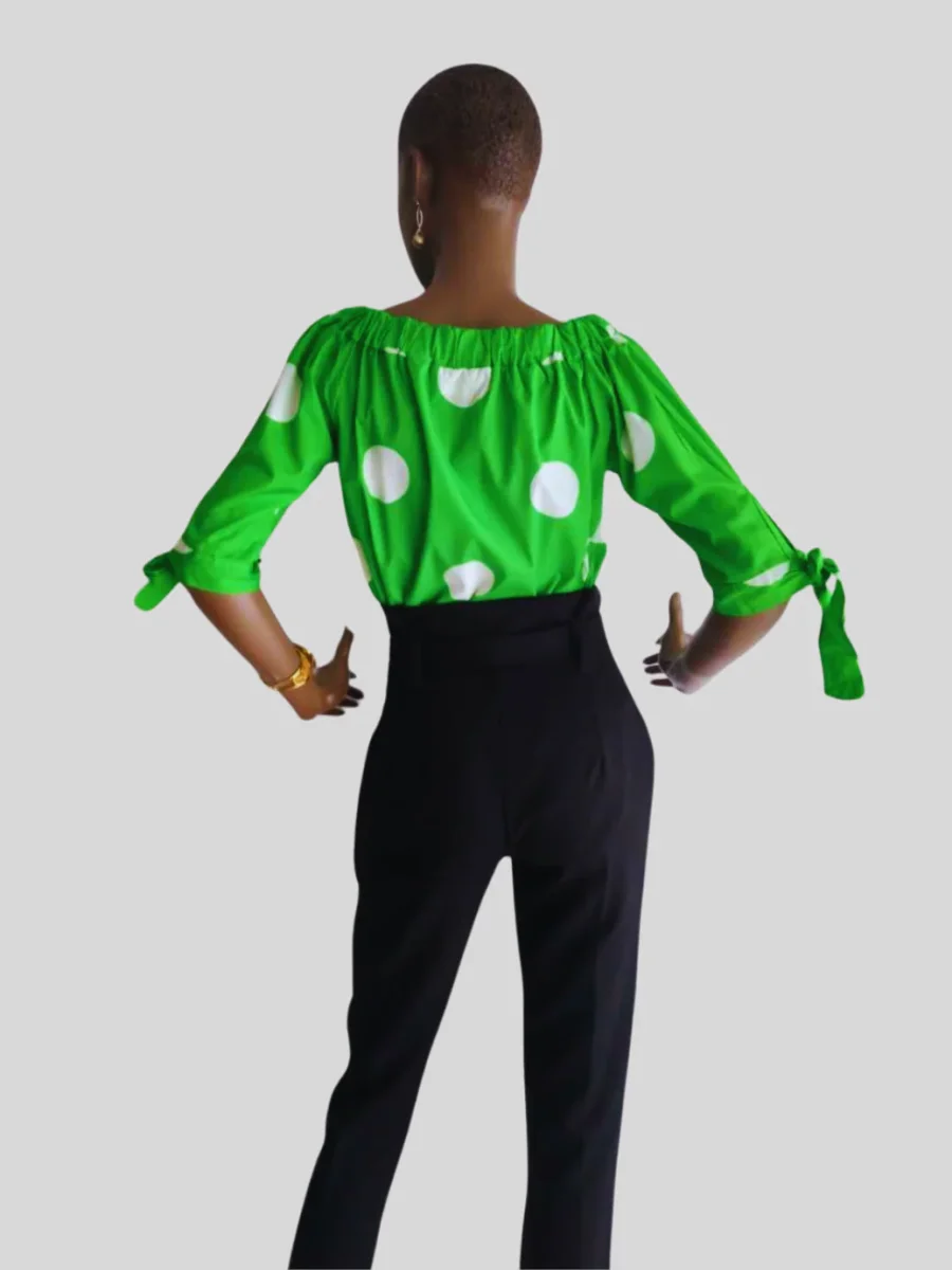 Pantalon taille haute NOIR à nouer – Image 5