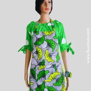 Tablier de cuisine en Wax FLEUR DE MARIAGE - fait main en France