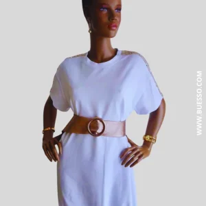 Ceinture BRONZE large en cuir à boucle