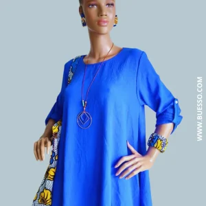 Robe BLEUE ÉLECTRIQUE avec collier intégré