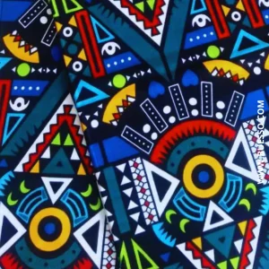 Pagne WAX MULTICOLORE motif collier africain
