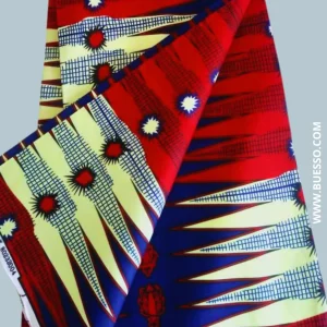 Pagne WAX ROUGE & BLEU motif épis de maïs