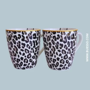 Mug imprimé léopard, liséré doré, 355 ml