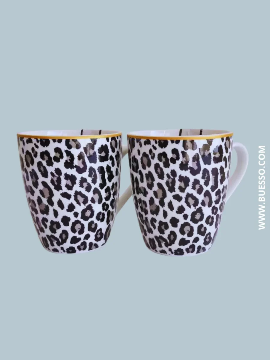 Mug imprimé léopard, liséré doré, 355 ml – Image 2