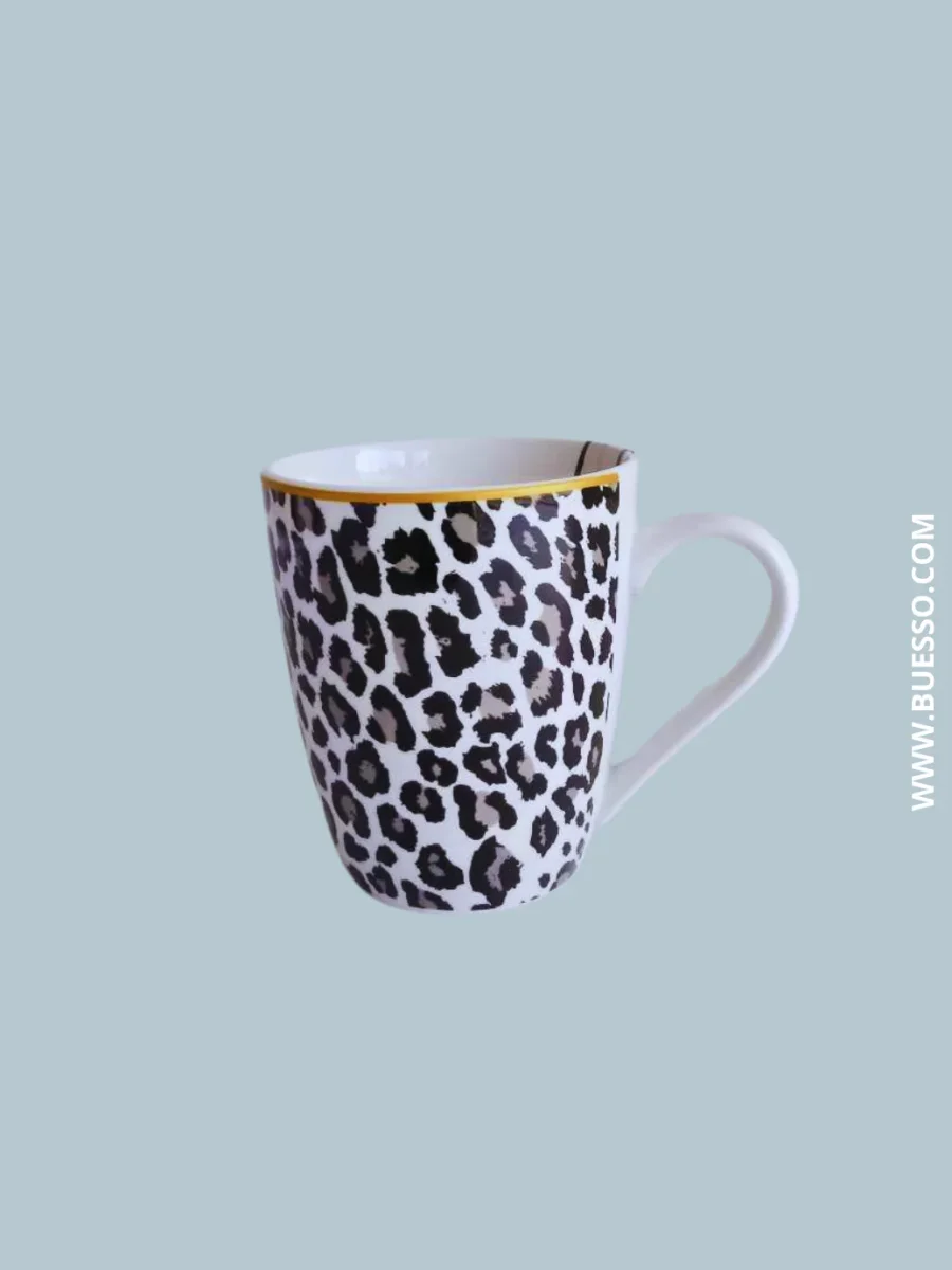Mug imprimé léopard, liséré doré, 355 ml – Image 3